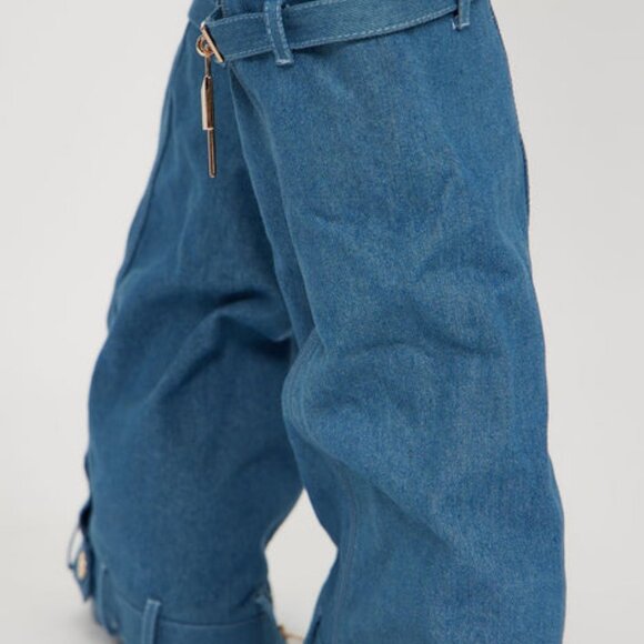 " DOMINQUE DENIM "  FOLD OVER PLATFORM BOOT IN DENIM ( BRAND NEW !!! ) - Picture 2 of 6